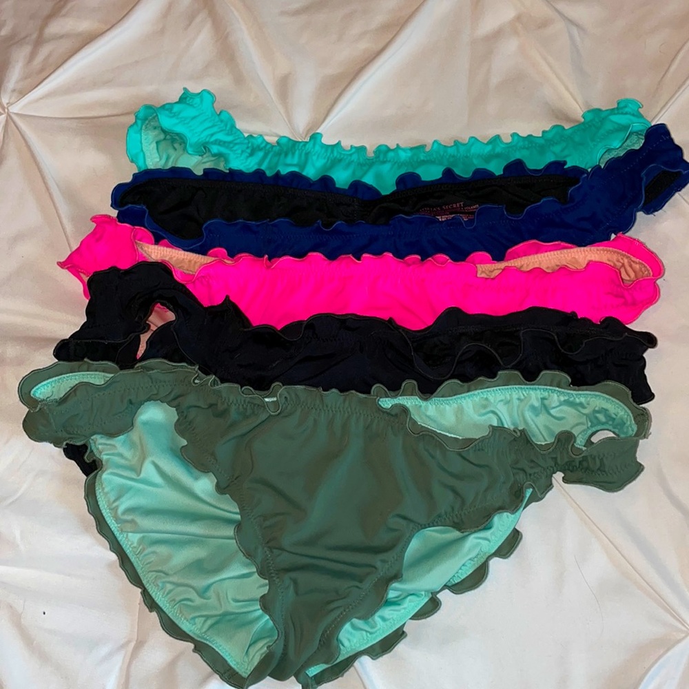 Set of 5 Victorias Secret Ruffle swim bottoms NWOT